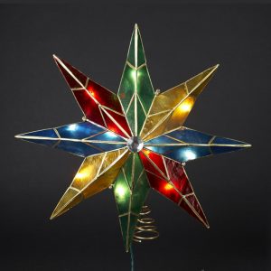 10 Lighted Capiz Poinsettia Star Christmas Tree Topper Clear with measurements 1500 X 1500