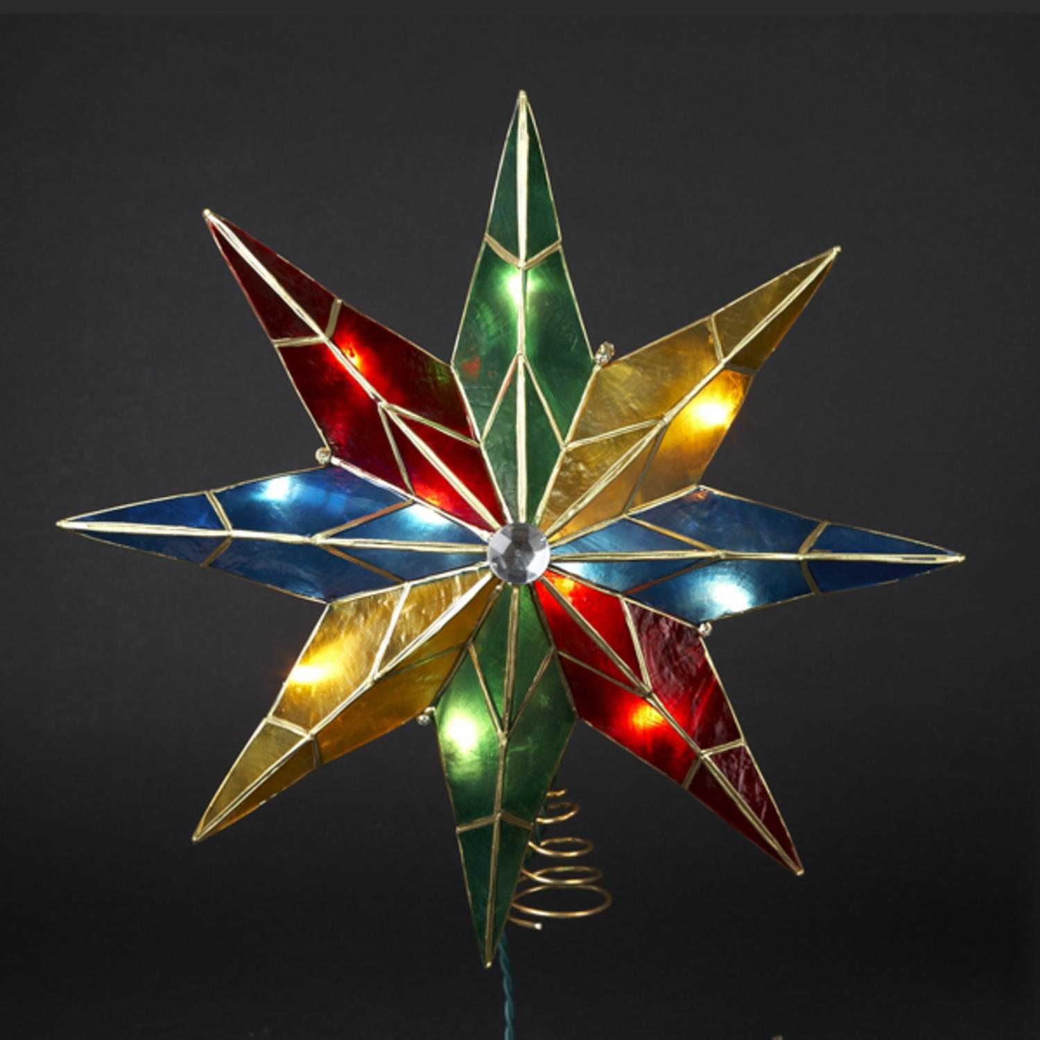 10 Lighted Capiz Poinsettia Star Christmas Tree Topper Clear with measurements 1500 X 1500