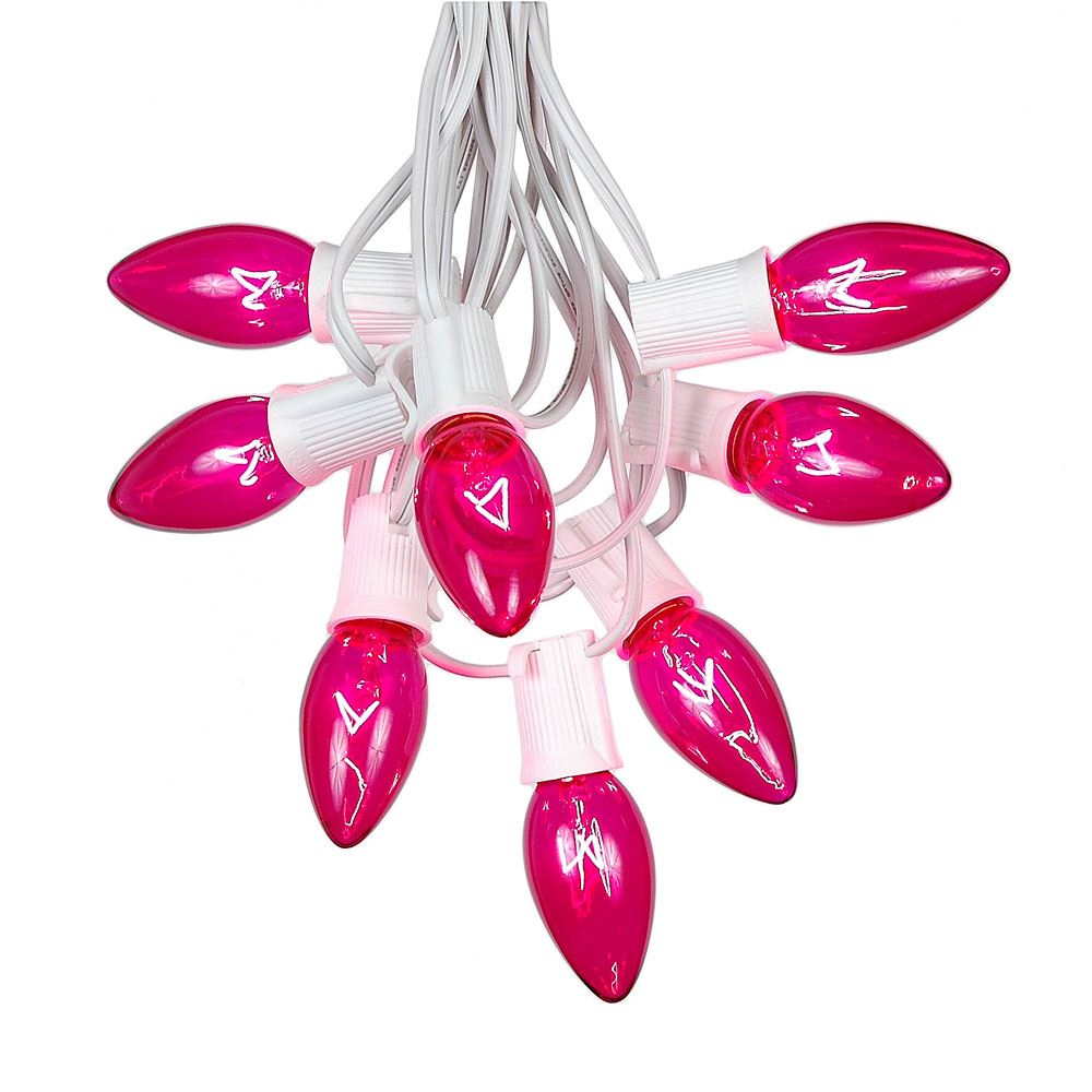 100 Pink C9 Christmas Light Set On White Wire Novelty Lights Inc throughout proportions 1000 X 1000