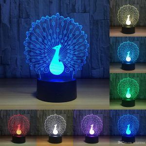 2018 Peacock Led Night Lights Atmosphere 3d Night Lamp Change Led pertaining to dimensions 1200 X 1200