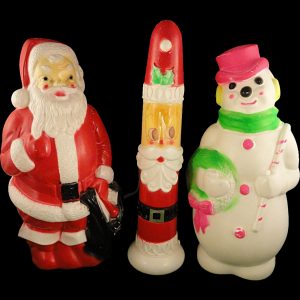 3 Vintage Christmas Empire Blow Mold Plastic Lighted Decorations with regard to sizing 979 X 979