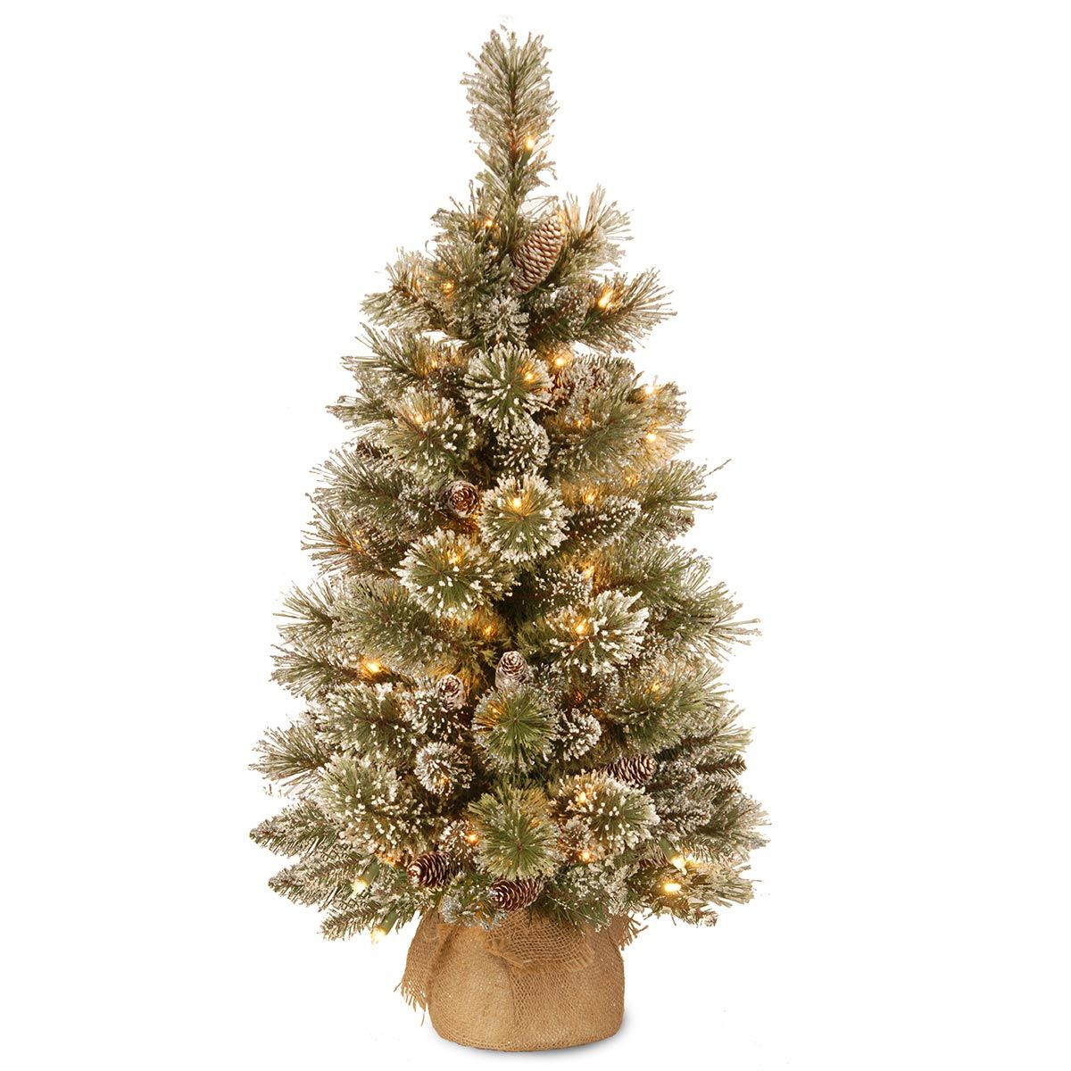 3ft Pre Lit Battery Operated Glittery Bristle Pine Burlap Artificial for sizing 1200 X 1200