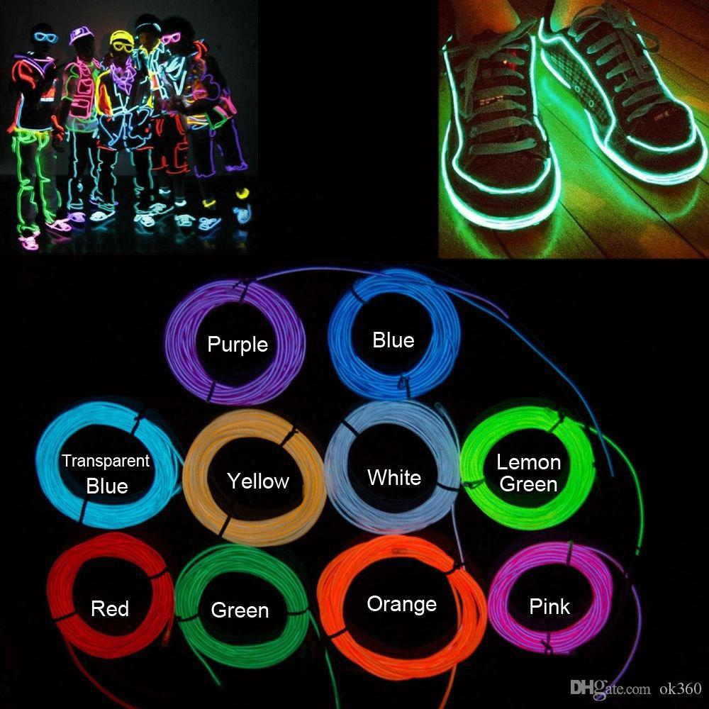 5m Flexible Neon Light El Wire Christmas Lighting Neon Rope Strobe Glowing Light Flashing For Car Bicycle Party Battery Case within sizing 1000 X 1000