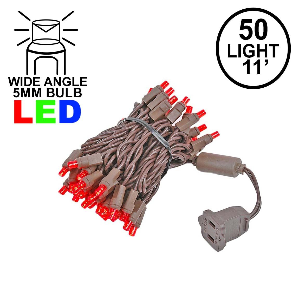 Brown Wire Wide Angle Red 50 Bulb Led Christmas Lights Sets 11 Feet pertaining to sizing 1150 X 1150