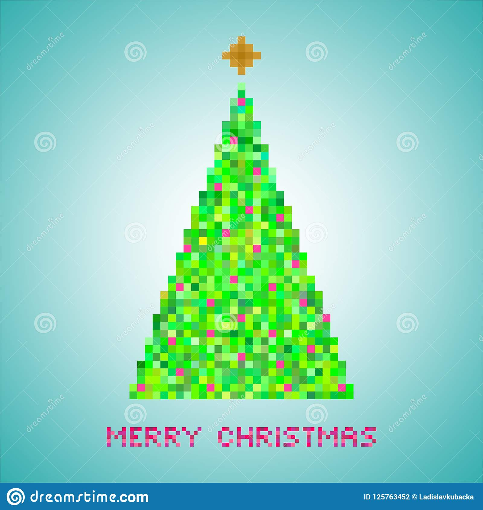 Christmas Card With A Green Christmas Tree From Small Squares With regarding proportions 1600 X 1690