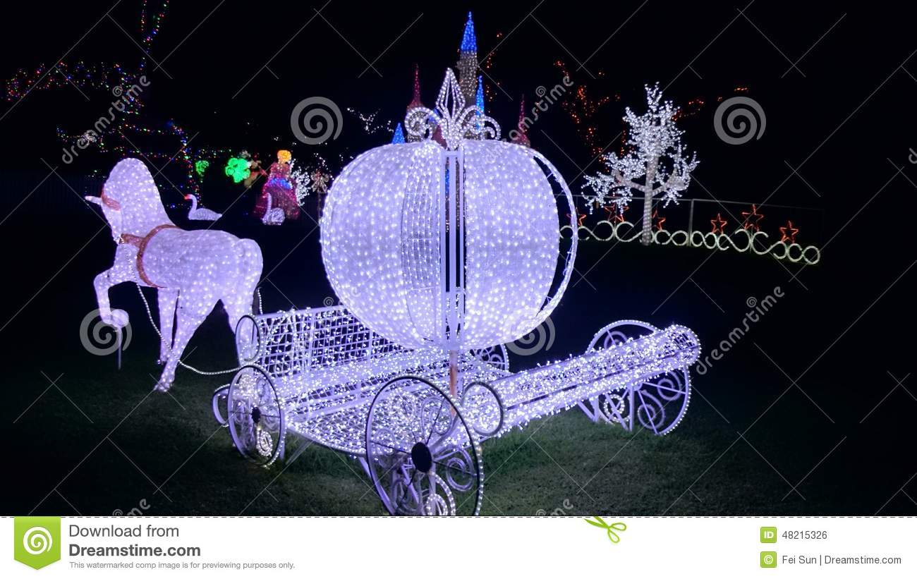 Christmas Light Show Cinderella Horse Carriage Editorial Photo for proportions 1300 X 821