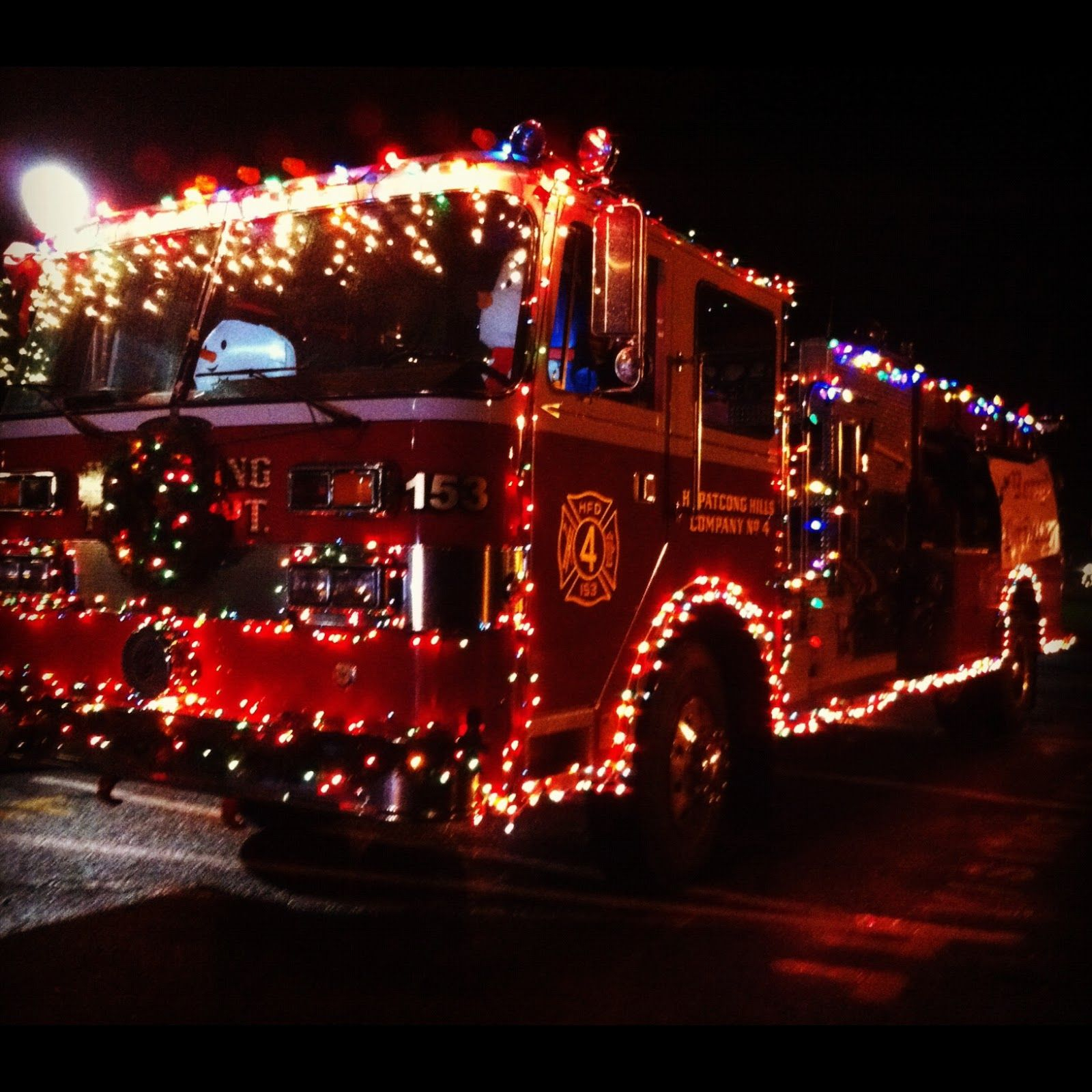 Christmas Lights Firetruck The Town Decorated The Fire Truck With throughout proportions 1600 X 1600