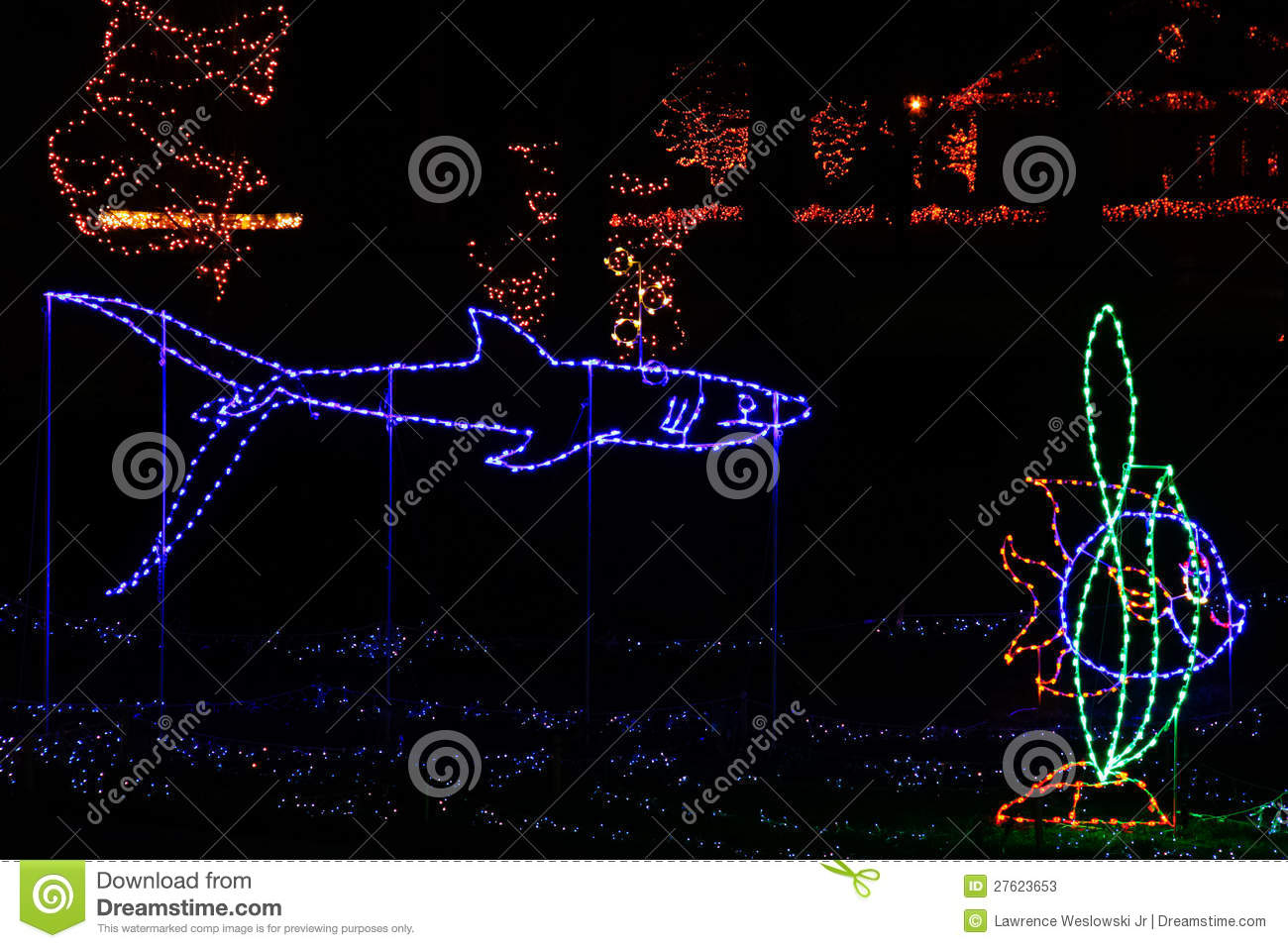 Christmas Lights Tropical Fish And Shark Stock Image Image Of inside size 1300 X 957