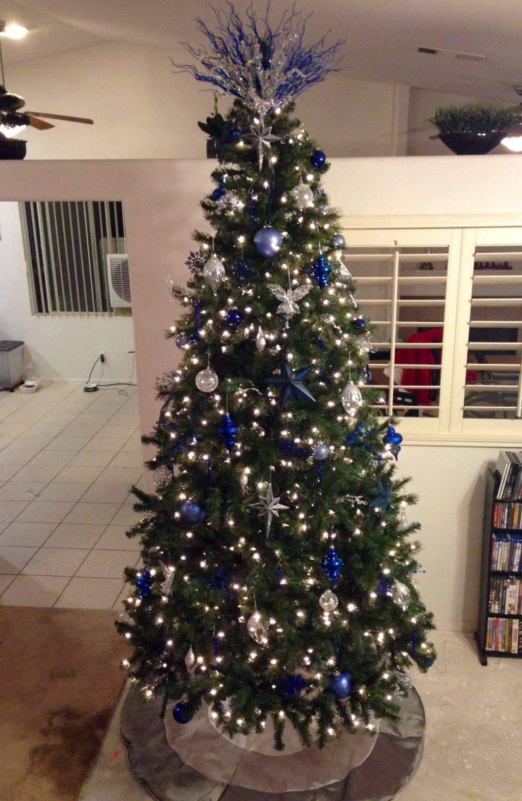 Christmas Tree With Navy Blue Light Blue Silver And Crystal throughout sizing 740 X 1136
