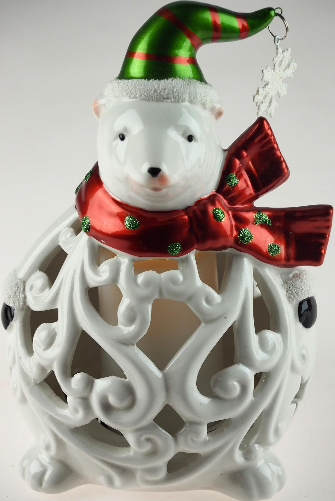 Cute Ceramic Polar Bear Christmas Light Up Led Colour Changing in proportions 1072 X 1600