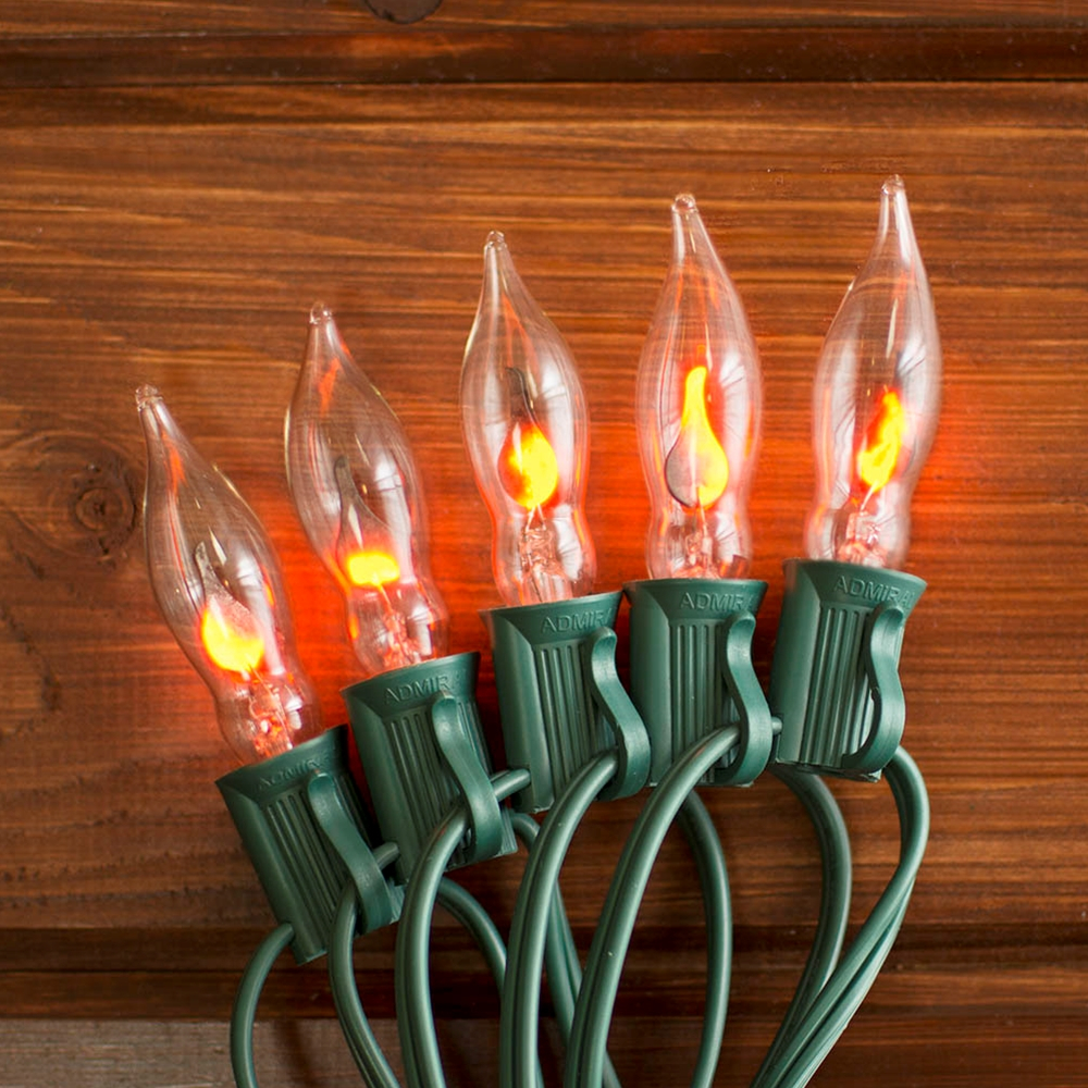 Flickering Flame String Lights 50 Outdoor C7 Bulbs Green Wire inside dimensions 1000 X 1000