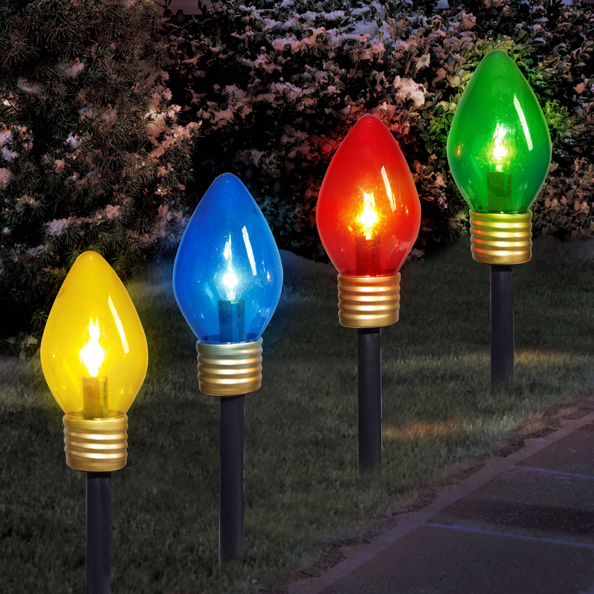 Holiday Time Christmas Lights Jumbo C9 Lighted Lawn Stake 4 Piece intended for measurements 2000 X 2000