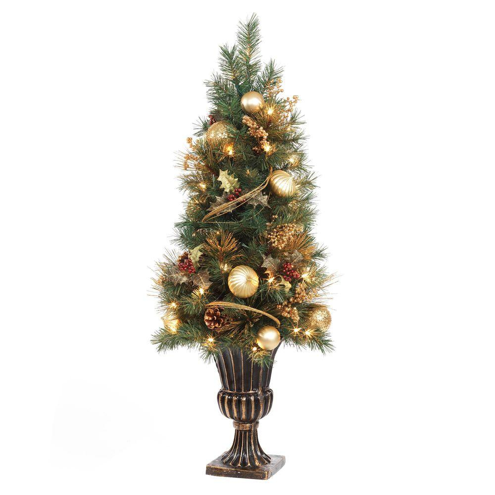 Home Accents Holiday 4 Ft Gold Artificial Christmas Porch Tree With intended for proportions 1000 X 1000