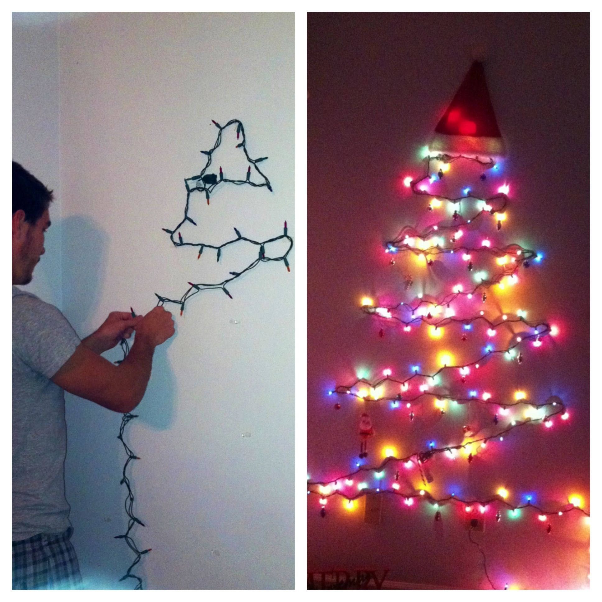 Lights Only Wall Tree Project First Christmas Tree Using Command pertaining to proportions 1936 X 1936