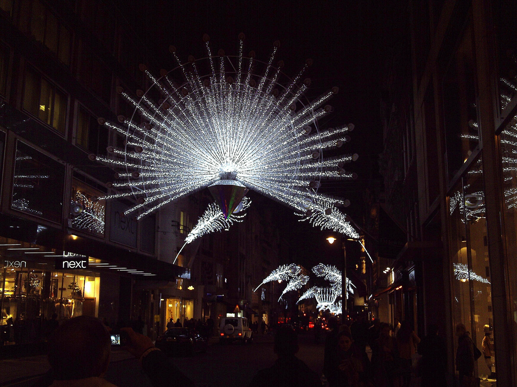 Peacock Feather Christmas Lights Bond St London 2014 Flickr in proportions 1024 X 768