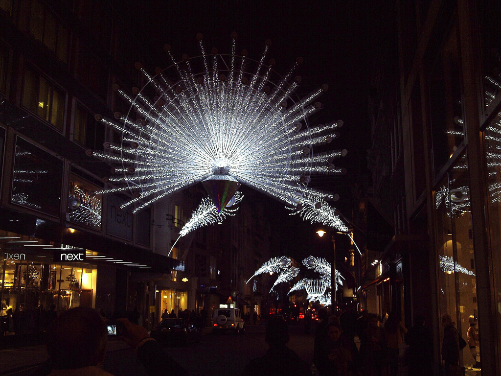 Peacock Feather Christmas Lights Bond St London 2014 Flickr within sizing 1024 X 768