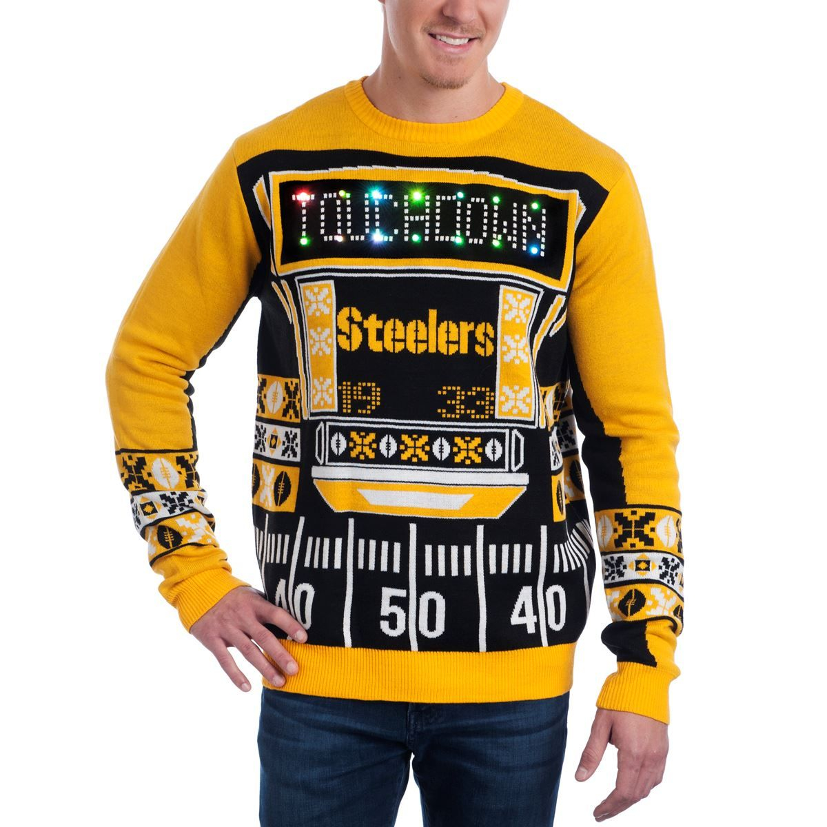 Pittsburgh Steelers Ugly Light Up Sweater inside size 1200 X 1200