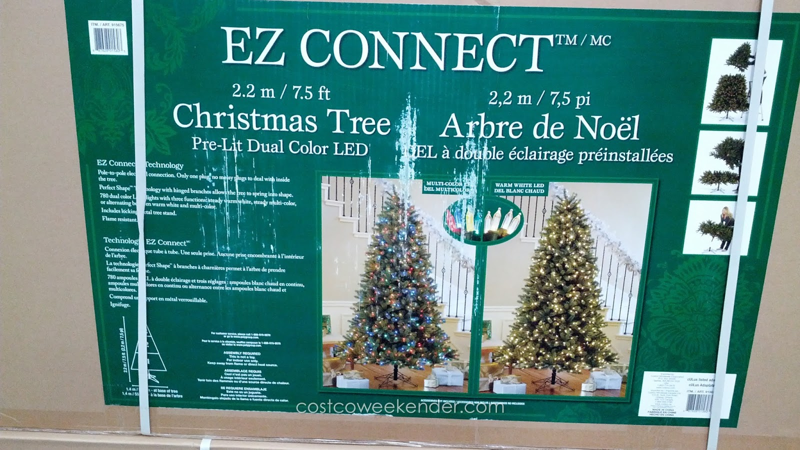Pre Lit Dual Color Led Ez Connect 75 Christmas Tree Costco Weekender throughout proportions 1600 X 900