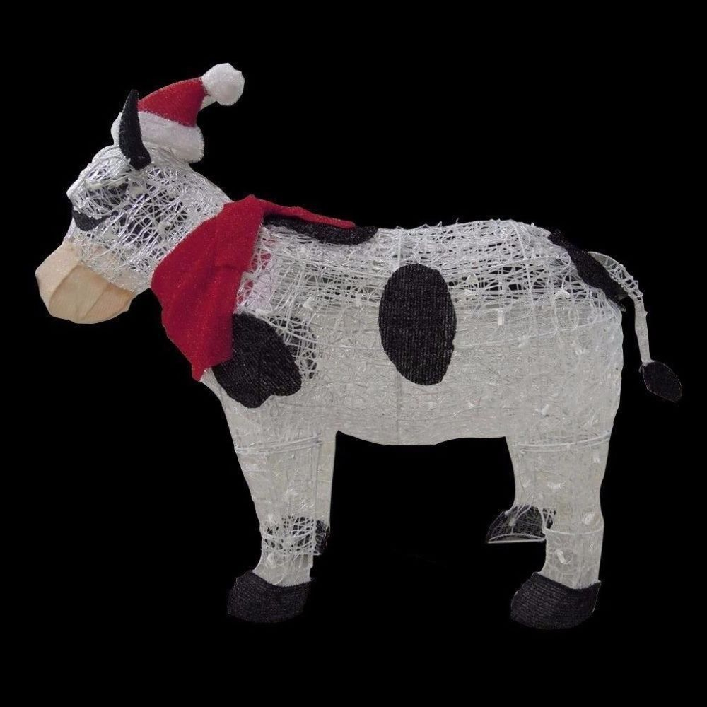 Pre Lit Tinsel Cow With Santa Hat Sparkling Lights Christmas Yard within measurements 1000 X 1000