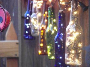 Repurposed Beer Bottles With Christmas Lights For Our Garden Area with sizing 3264 X 2448