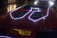 Rosso Mars Lamborghini Aventador Gets Covered In Led Christmas inside dimensions 1366 X 607