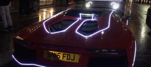 Rosso Mars Lamborghini Aventador Gets Covered In Led Christmas inside dimensions 1366 X 607