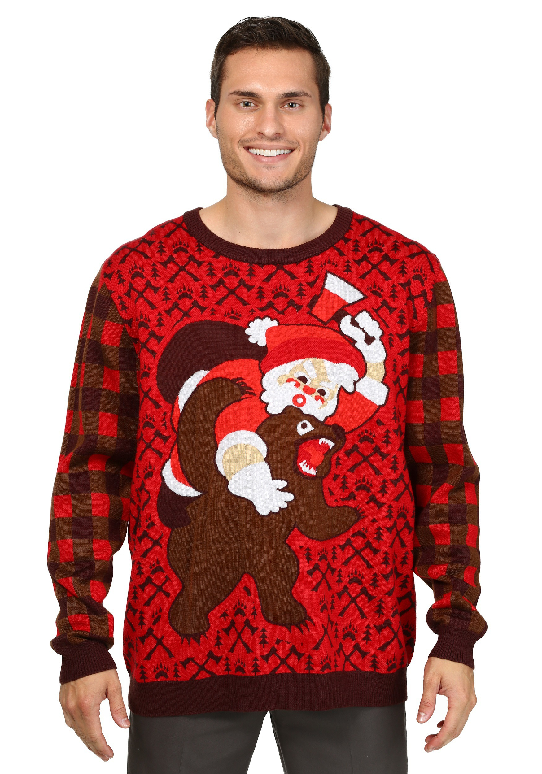 Santa Vs Bear Ugly Christmas Sweater within size 1750 X 2500