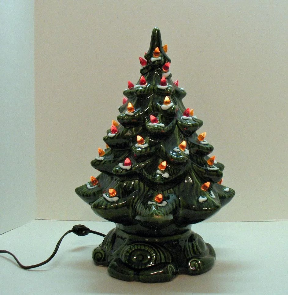Small Vintage Ceramic Christmas Tree Light Up Base Faux Plastic within sizing 942 X 966