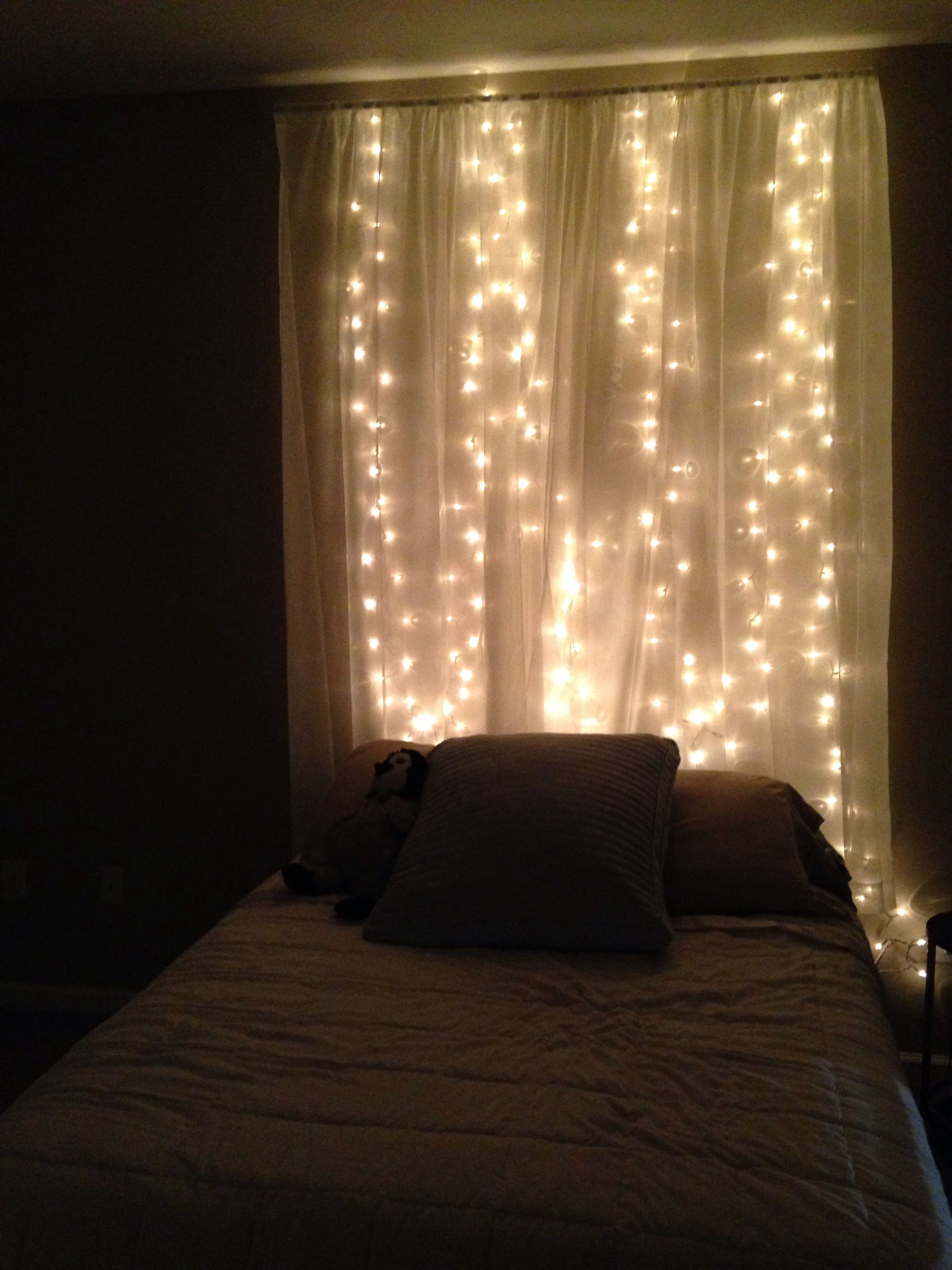 String Lights Behind Sheer Curtain Headboard Little Lady Rooms In in measurements 2448 X 3264