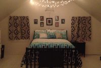 Teenage Bedroom Black White And Teal With Christmas Lights And One in measurements 2448 X 3264