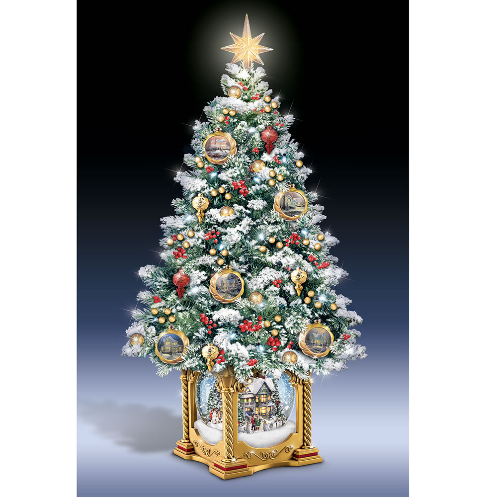 The Thomas Kinkade Snow Globe Tabletop Tree Hammacher Schlemmer pertaining to size 1000 X 1000