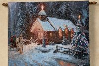 Thomas Kinkade Christmas Chapel I Lighted Tapestry With Rod within size 2000 X 2000