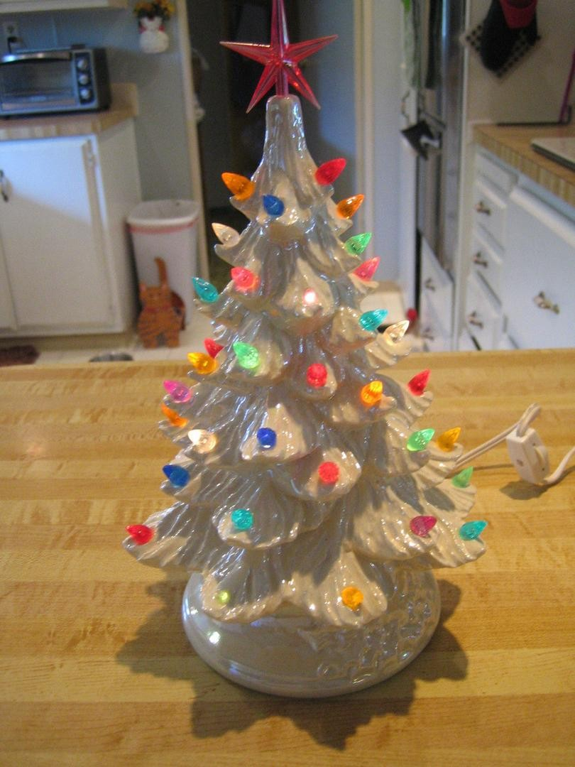 Vintage Lighted Ceramic Christmas Tree Multi Color 40 Small Twist in measurements 810 X 1080