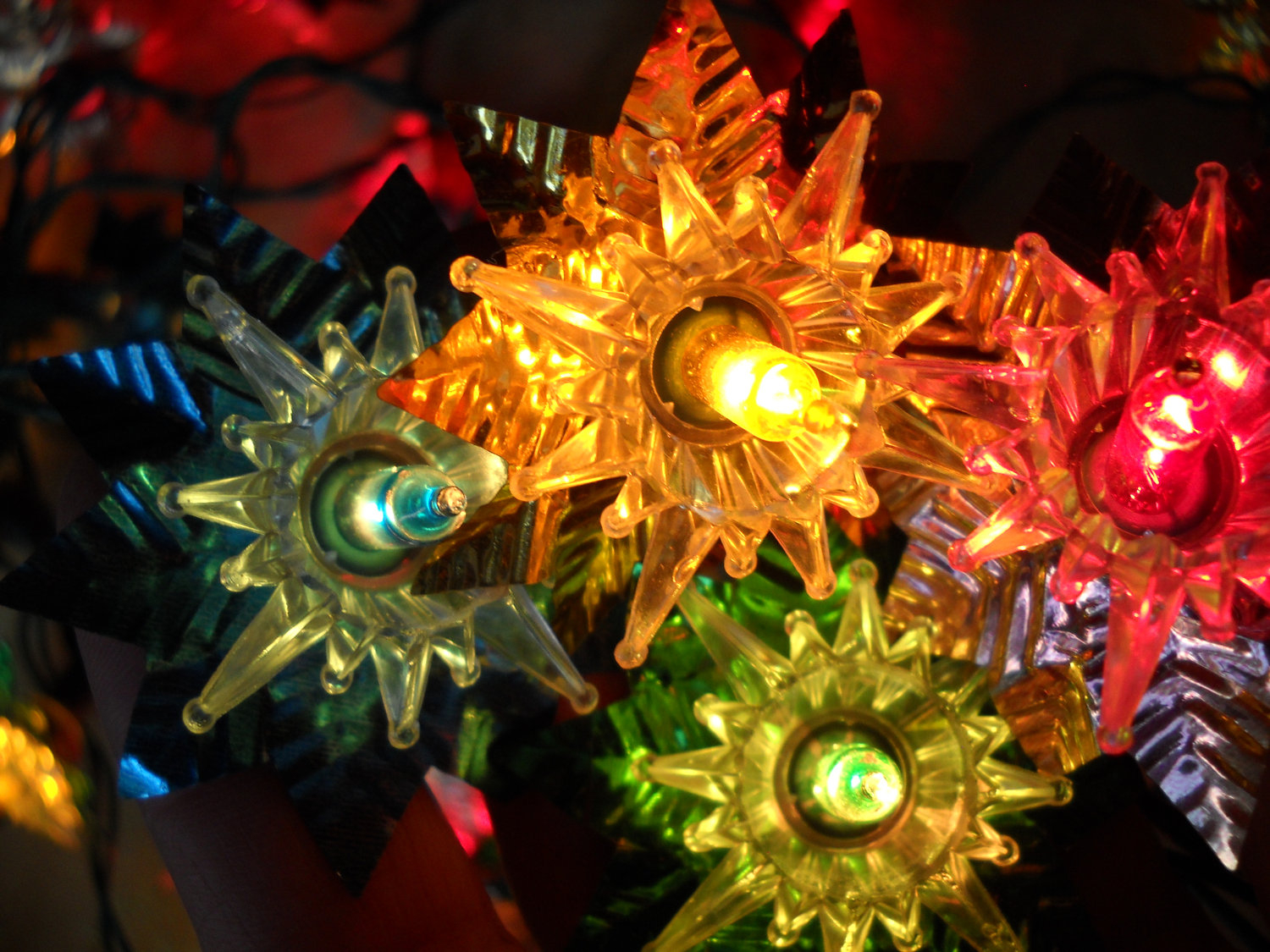 Vintage Multi Colored Christmas Tree Star Lights With Foil Star with measurements 1500 X 1125