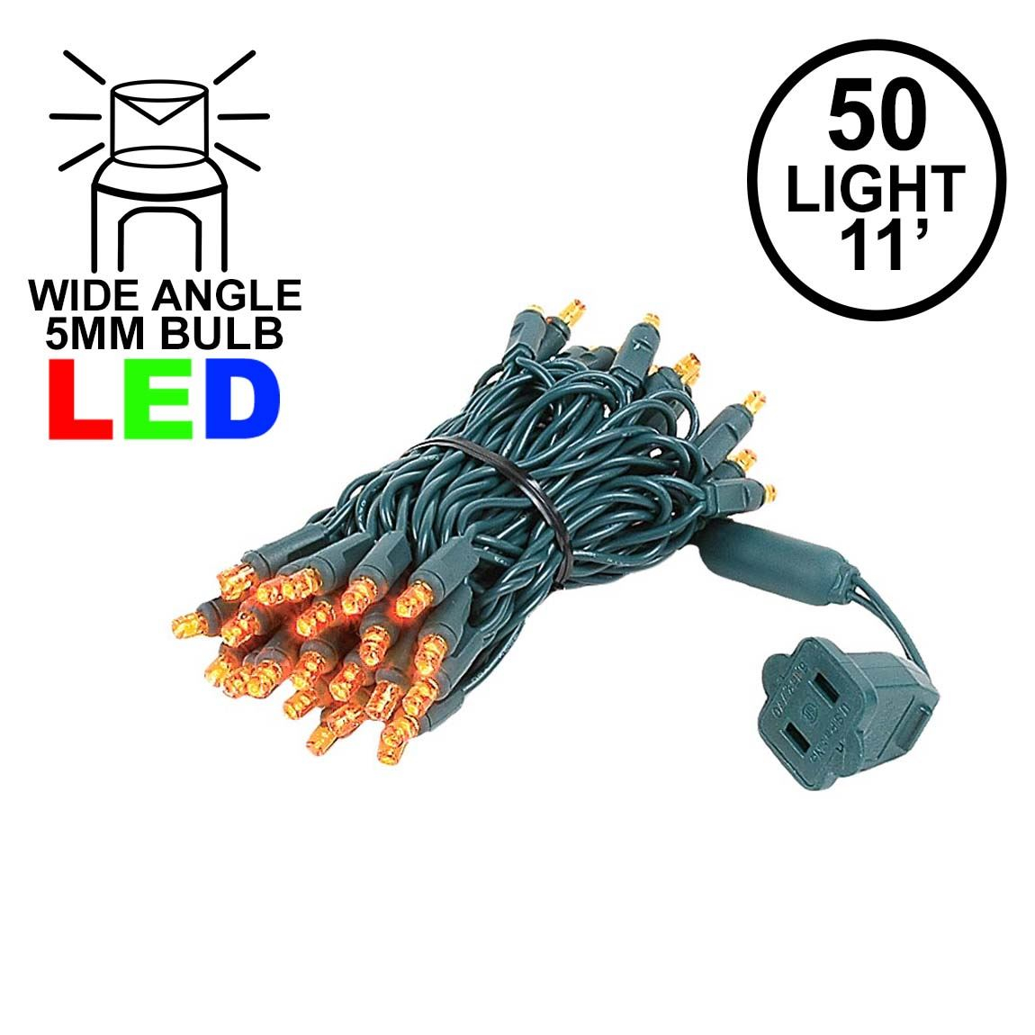 Wide Angle Orange 50 Bulb Led Christmas Lights Sets 11 Feet Long with regard to dimensions 1150 X 1150